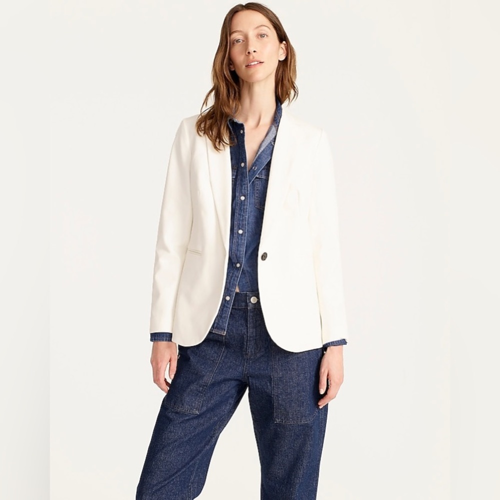 J. Crew Parke blazer in bi-stretch cotton in Ivory NWOT